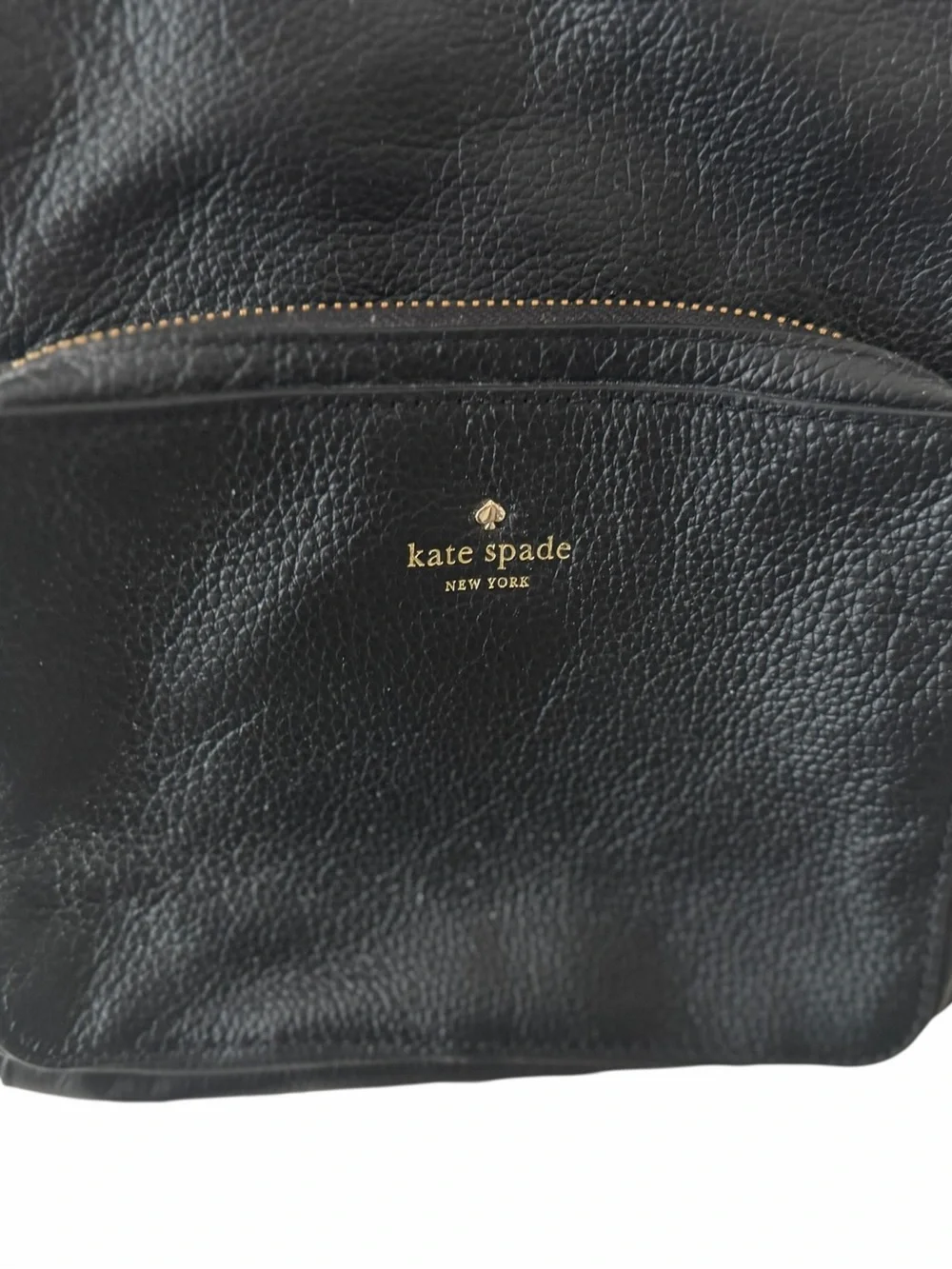 kate spade Black Leather Backpack with Gold Logo